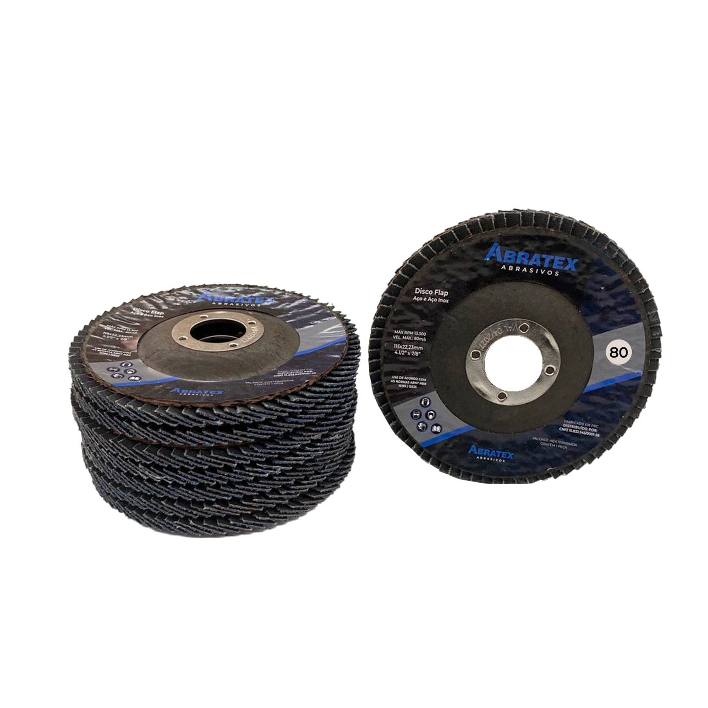 Disco Lixa Flap 115mm Fibra - GR80 - Eco ABRATEX | Caixa com 10