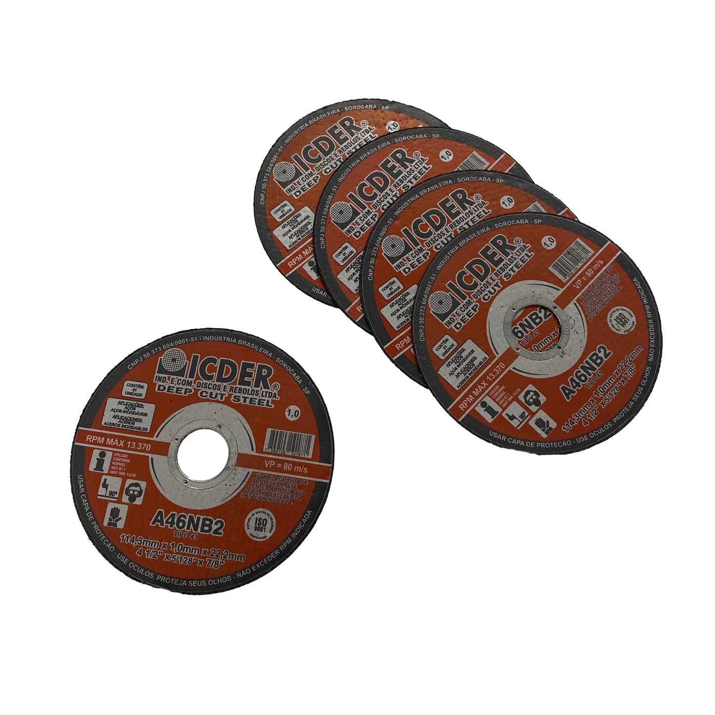 Disco De Corte - 4.1/2 X 7/8 - 2 Telas - Deep Cut - Icder - 114,3 x 1,0 x 22,2 mm