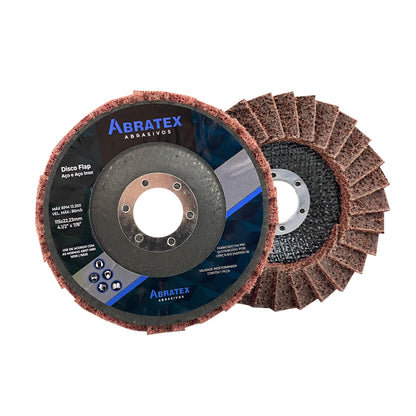 Disco Flap Manta Vinho Médio 115mm – Abratex | Caixa com 10
