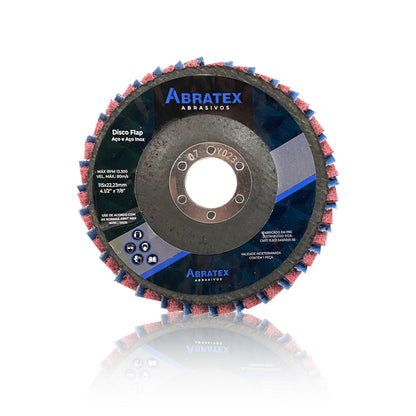 Disco Flap Misto 115mm - Manta Vinho e Lixa 120 Abratex | Caixa com 5