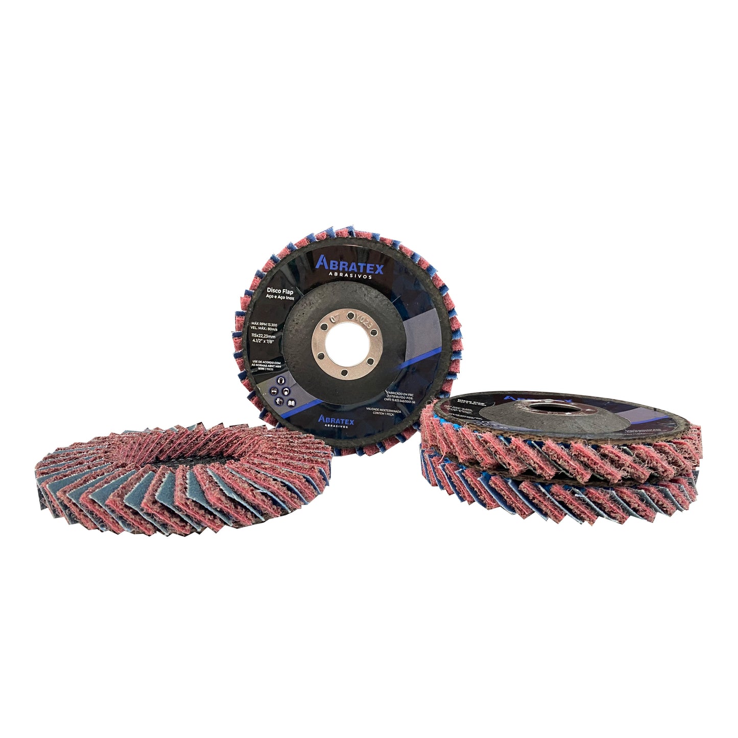 Disco Flap Misto 115mm - Manta Vinho e Lixa 120 Abratex | Caixa com 5