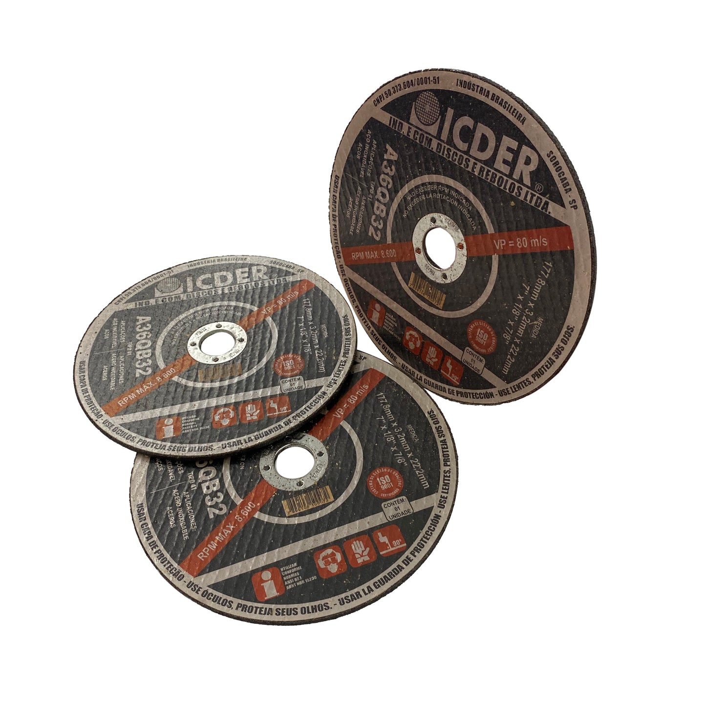 Disco De Corte - 7" x 1/8" x 7/8" - 2 Telas - Icder - 177,8 x 3,2 x 22,2 mm