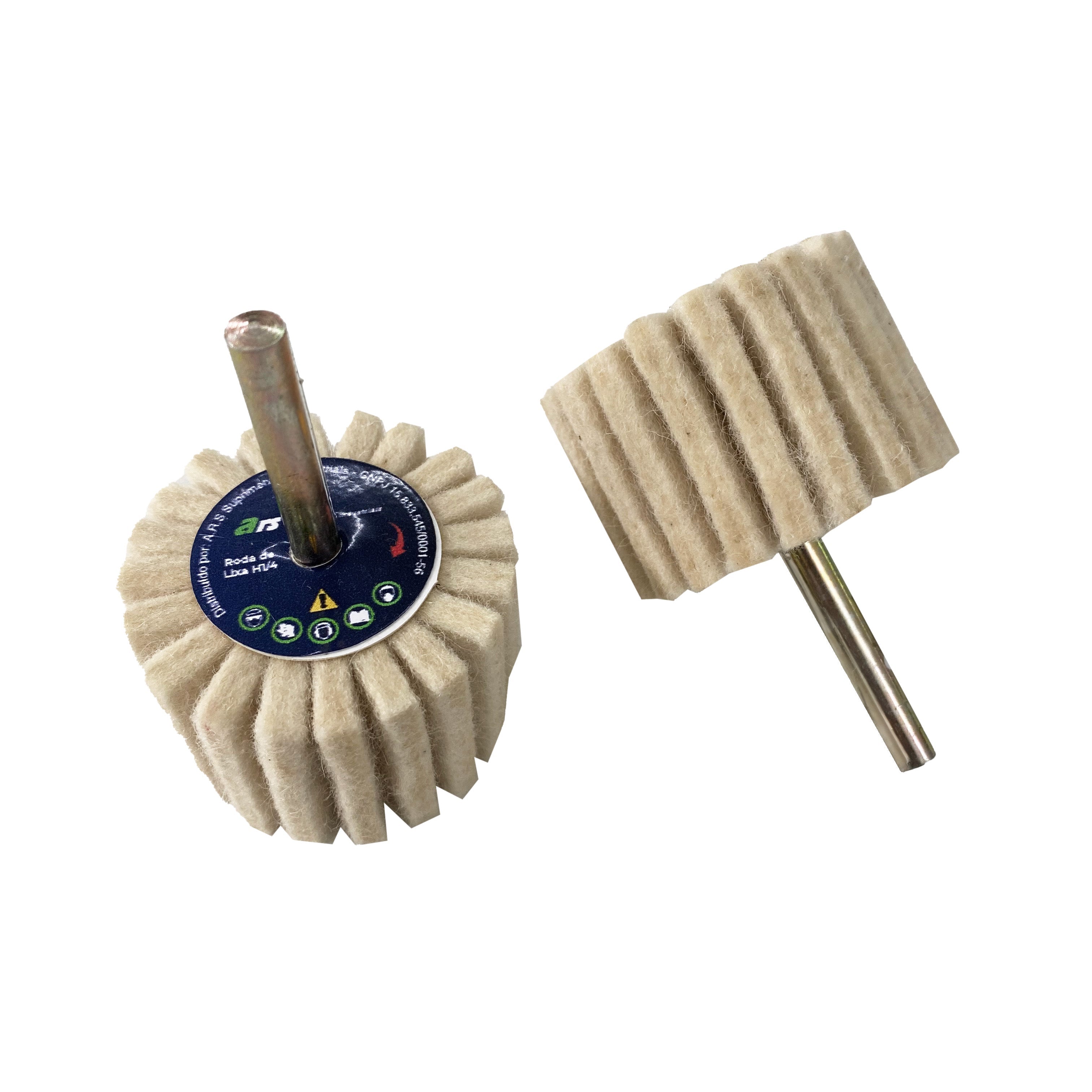 Roda de Feltro 50x35 mm com Haste 6 mm ABRATEX