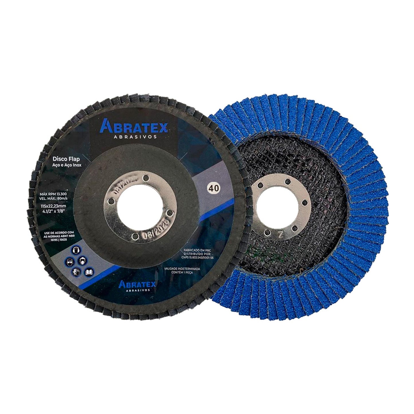 Disco Lixa Flap 115mm Fibra - GR40 - Eco ABRATEX | Caixa com 10