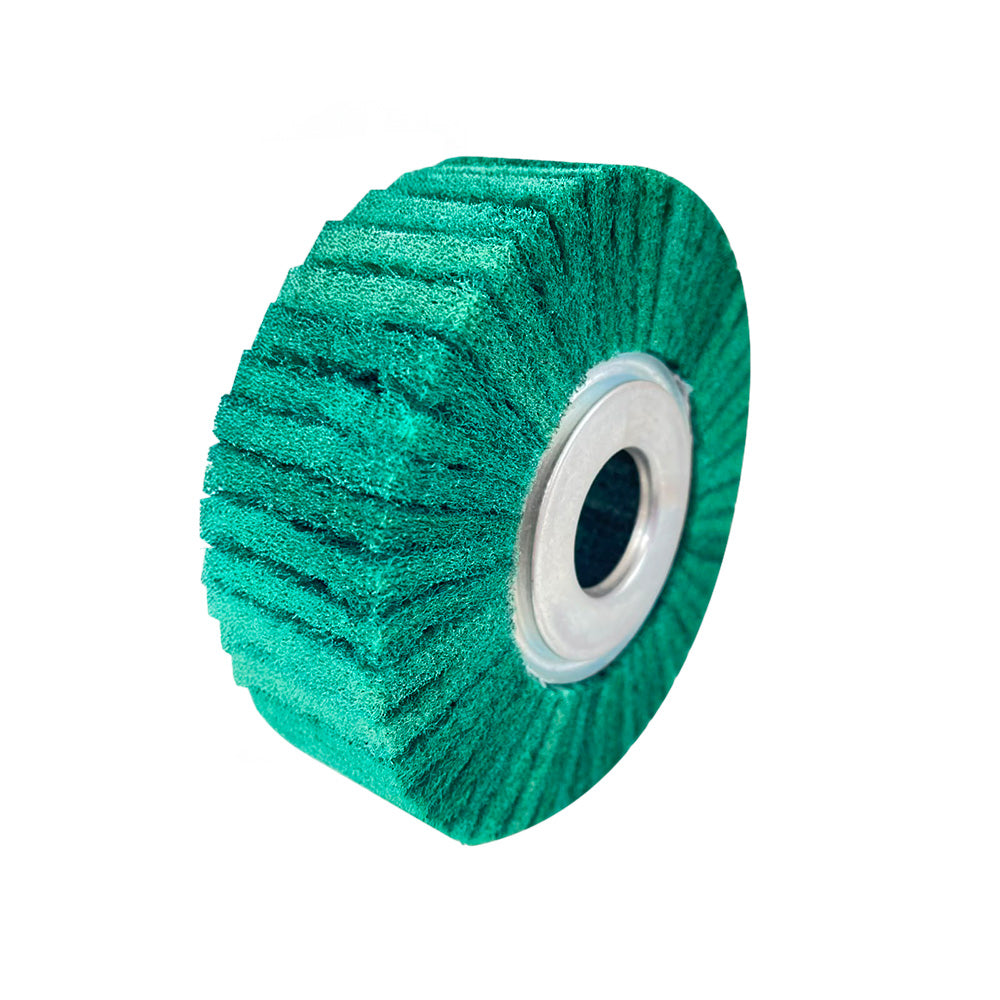 Roda de Manta Abrasiva Verde Média 150x50x32 Abratex | Acabamento Industrial