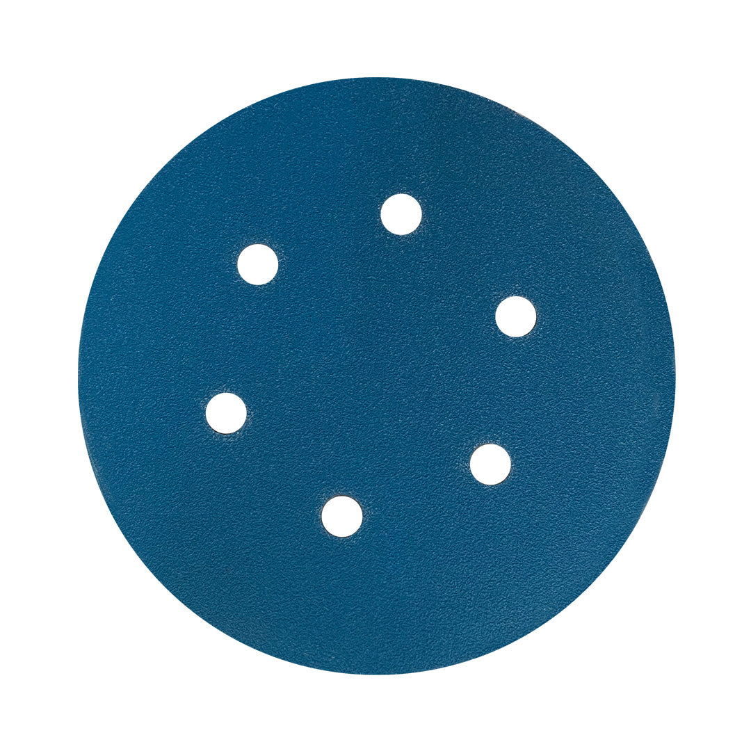 Disco Lixa Velcro 150mm - 6" - Filme - 6 Furos - Caixa 100 un. - ESCOLHA O GRÃO
