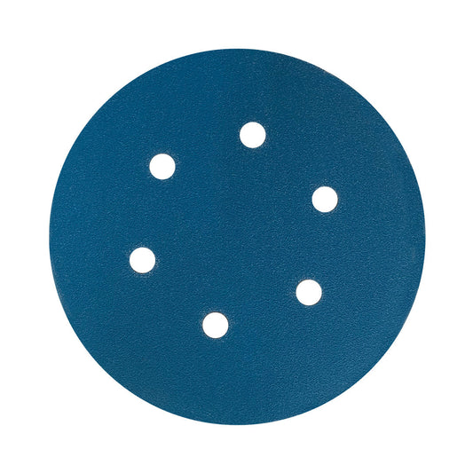 Disco Lixa Velcro 150mm - 6" - Filme - 6 Furos - Caixa 100 un. - ESCOLHA O GRÃO