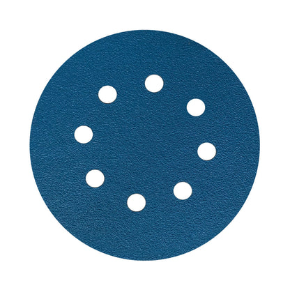 Disco Lixa Velcro 125mm - 5" - Filme - 8 Furos - Caixa 100 un. - ESCOLHA O GRÃO
