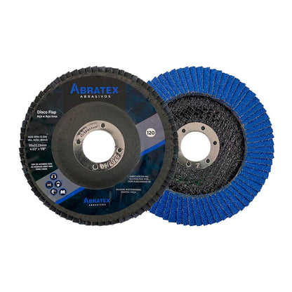 Disco Lixa Flap 115mm Fibra - GR120 - Eco ABRATEX | Caixa com 10