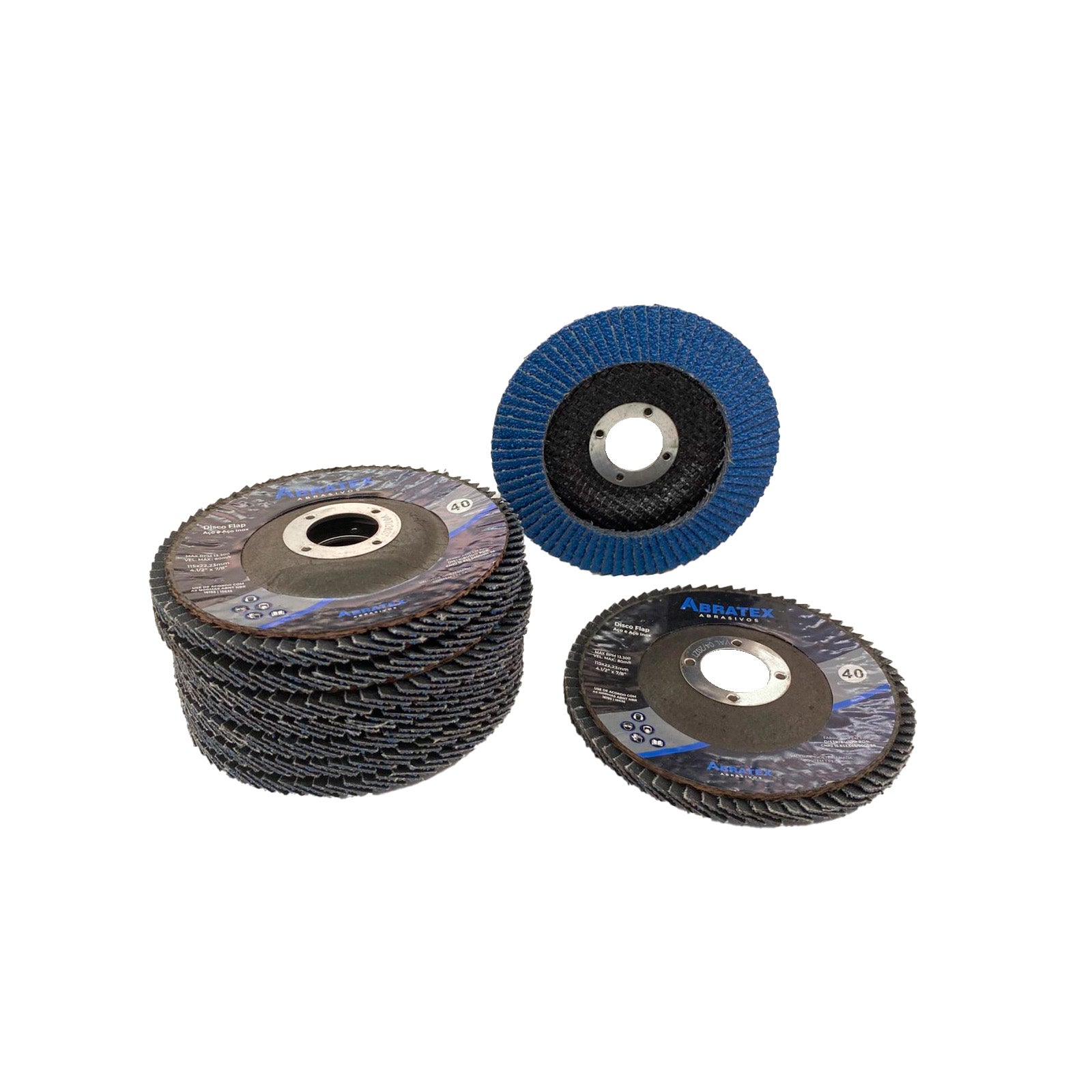 Disco Lixa Flap 115mm Fibra - GR40 - Eco ABRATEX | Caixa com 10